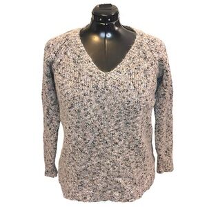 SI-IAE Mohair Blend V-Neck Sweater in Soft Blue-Grey